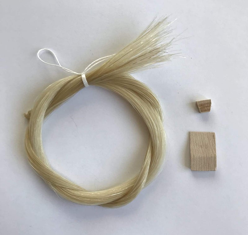 Mivi MI&VI Classic Mongolian Horse Hair for Violin, Viola Bows - Unbleached, White 29.5" (1 Hank, Prepared, Includes Plug and Wedge) (1 Hank) - Image 1